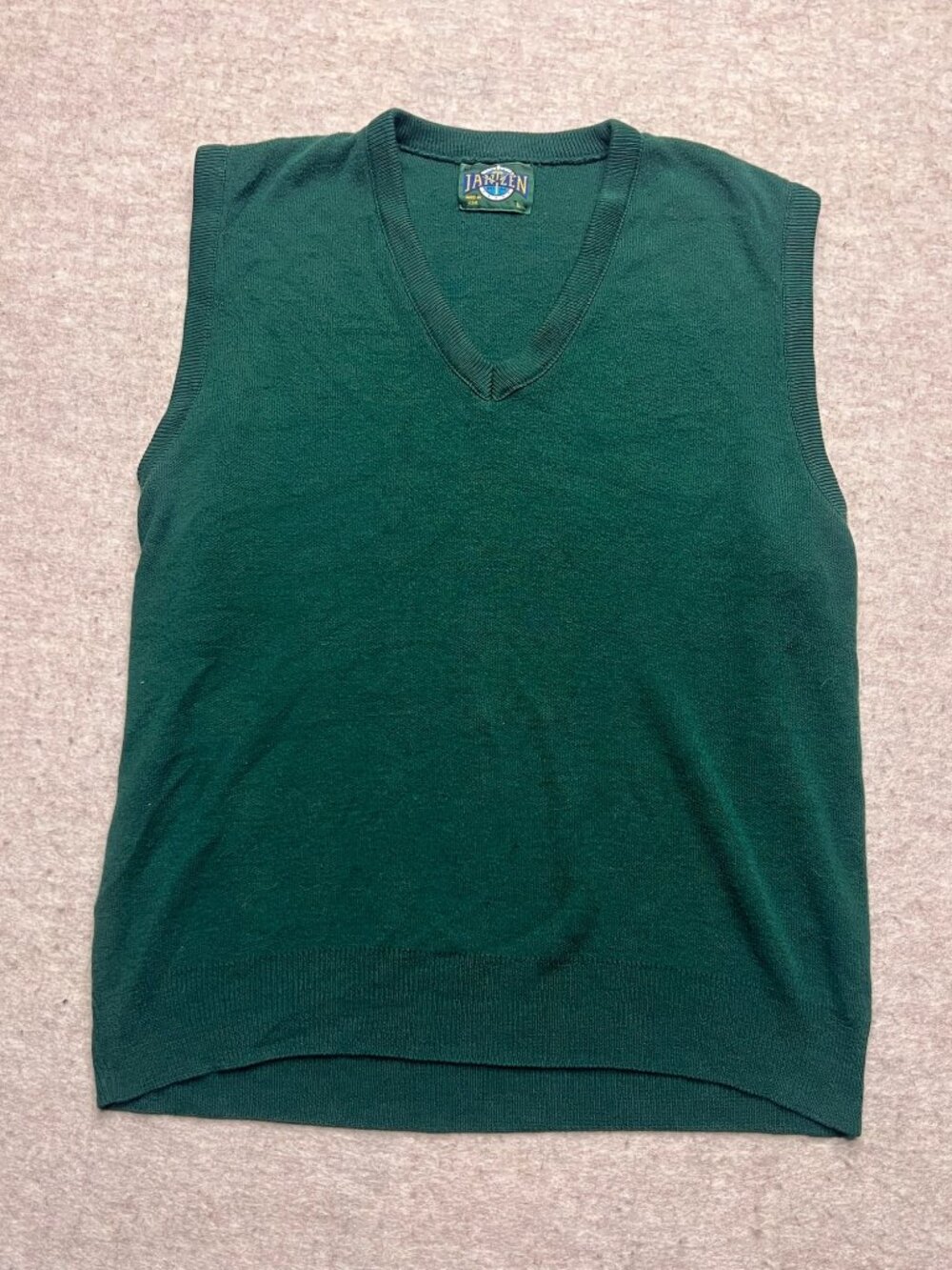 Vintage 90s Jantzen Made In The USA Green V-Neck Sweater Vest Large